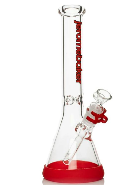*BD* Jerome Baker 12" Tall Red Beaker Base Water Pipe W/Matching Silicone Base & Clip