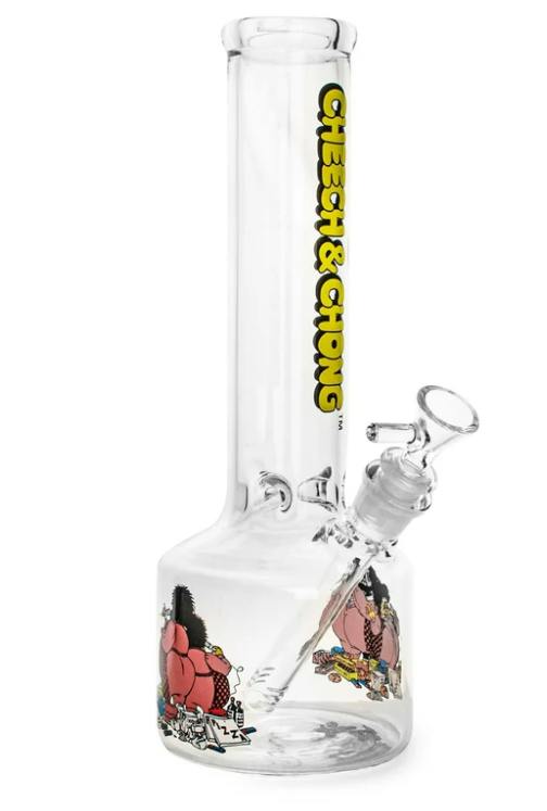 *BD* Cheech & Chong Glass 12" Tall Bloat On Canteen Base Water Pipe