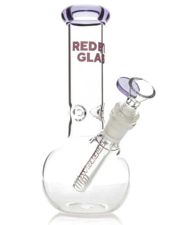 Red Eye Glass 8" Tall Purple Bubble Base Water Pipe In Box