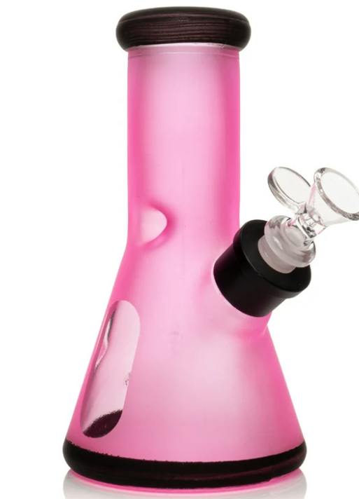 8" Tall Pink Window Beaker Base Water Pipe