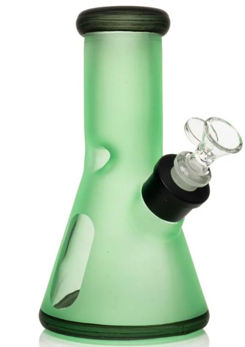 8" Tall Slime Green Window Beaker Base Water Pipe