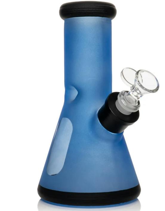8" Tall Sapphire Blue Window Beaker Base Water Pipe