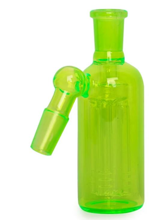 14mm 45 Degree Neon Green Day Glow Ash Catcher W/4-Arm Tree Perc
