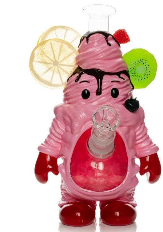 9" Tall Ice Cream Man Glass & PVC Water Pipe