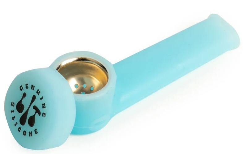 LIT Silicone Hand Pipe Blue Glow-In-The-Dark