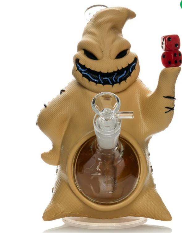 8.5" Tall Boogie Man Glass & PVC Water Pipe