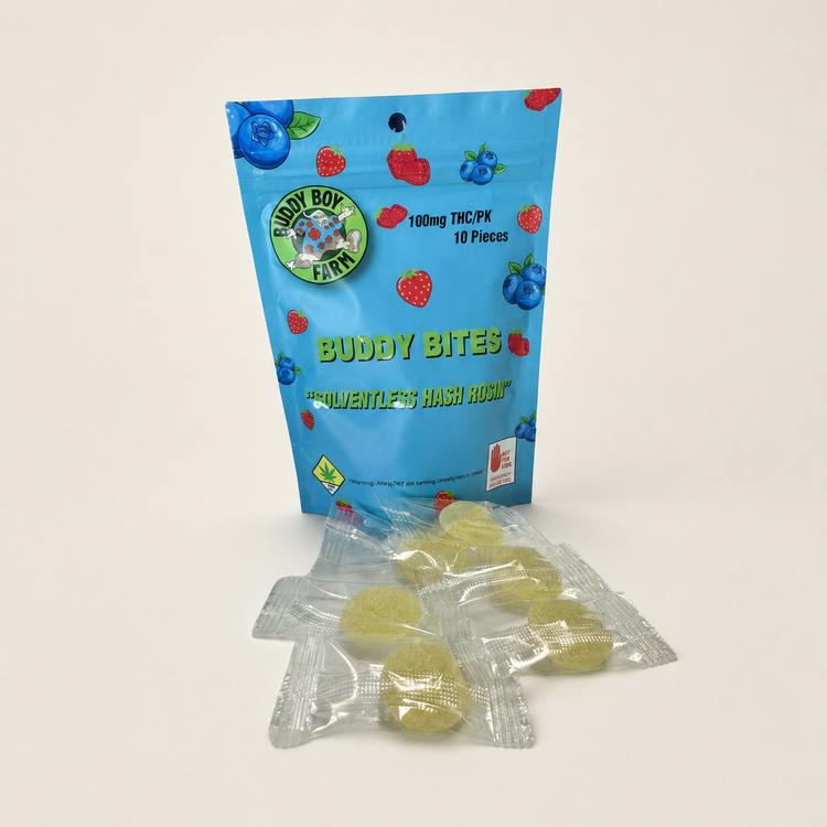 Buddy Bites - Strawberry Sativa Hash Rosin Gummies 10pk