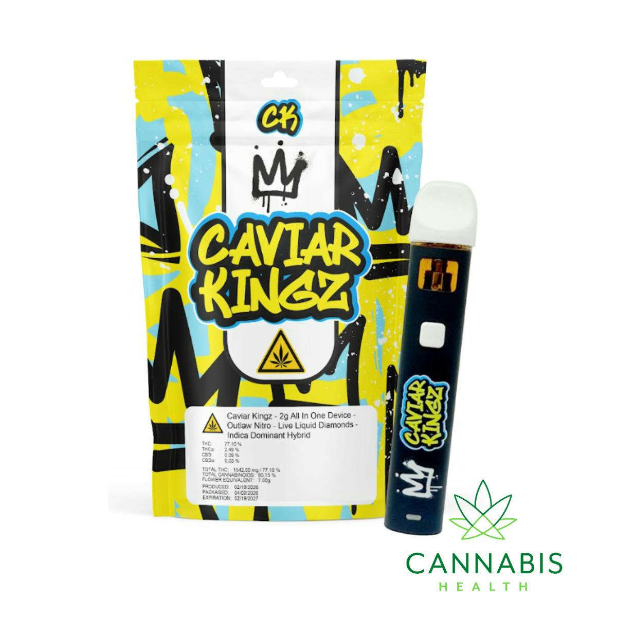 Caviar Kingz | Outlaw Nitro | Liquid Diamonds 2g Disposable Vape Indica-Hybrid