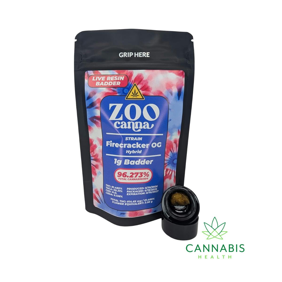 Zoo Canna | Firecracker OG | 1g Live Resin Badder at Cannabis Health