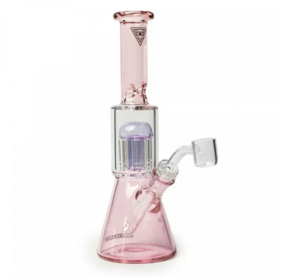 RED EYE GLASS - Tall Dual Chamber Beaker Concentrate Rig - 8.5" - PINK