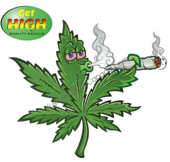 GET HIGH - Quality Decals - Weed Leaf w/ Joint