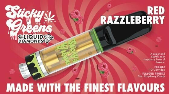 STICKY GREENS Red Razzleberry Liquid Diamond 510 Cart 1g