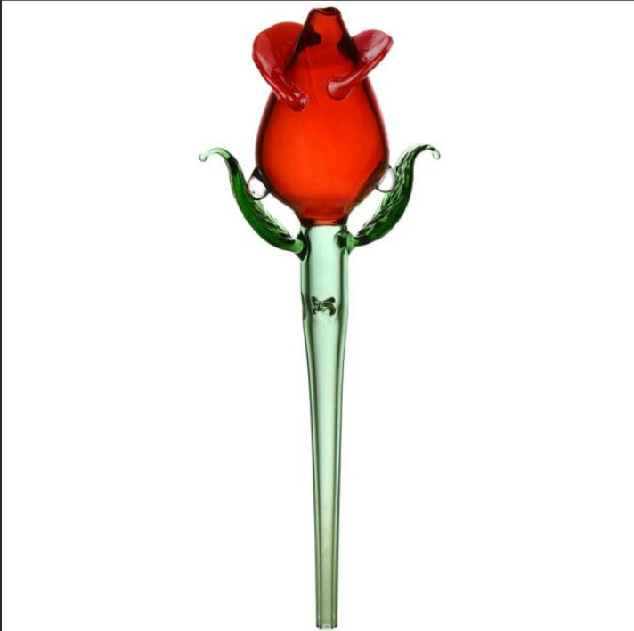Valentine Rose Glass Dab Straw - 6"