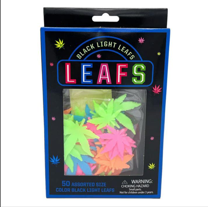 Black Light Wall Stickers - 50pk - Hemp Leaves