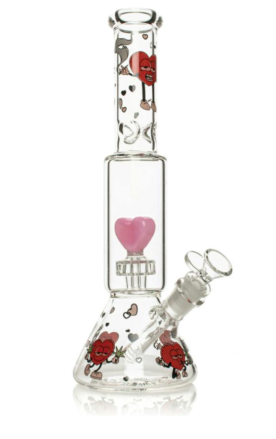 Red Eye Glass® 12" Dual Chamber Smokin' Hearts Water Pipe