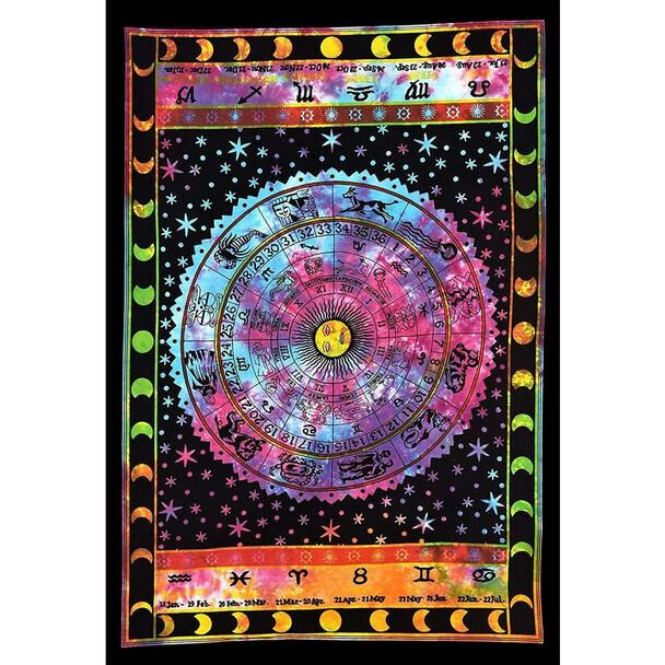 Tie Dye Zodiac Tapestry - 54"x86"