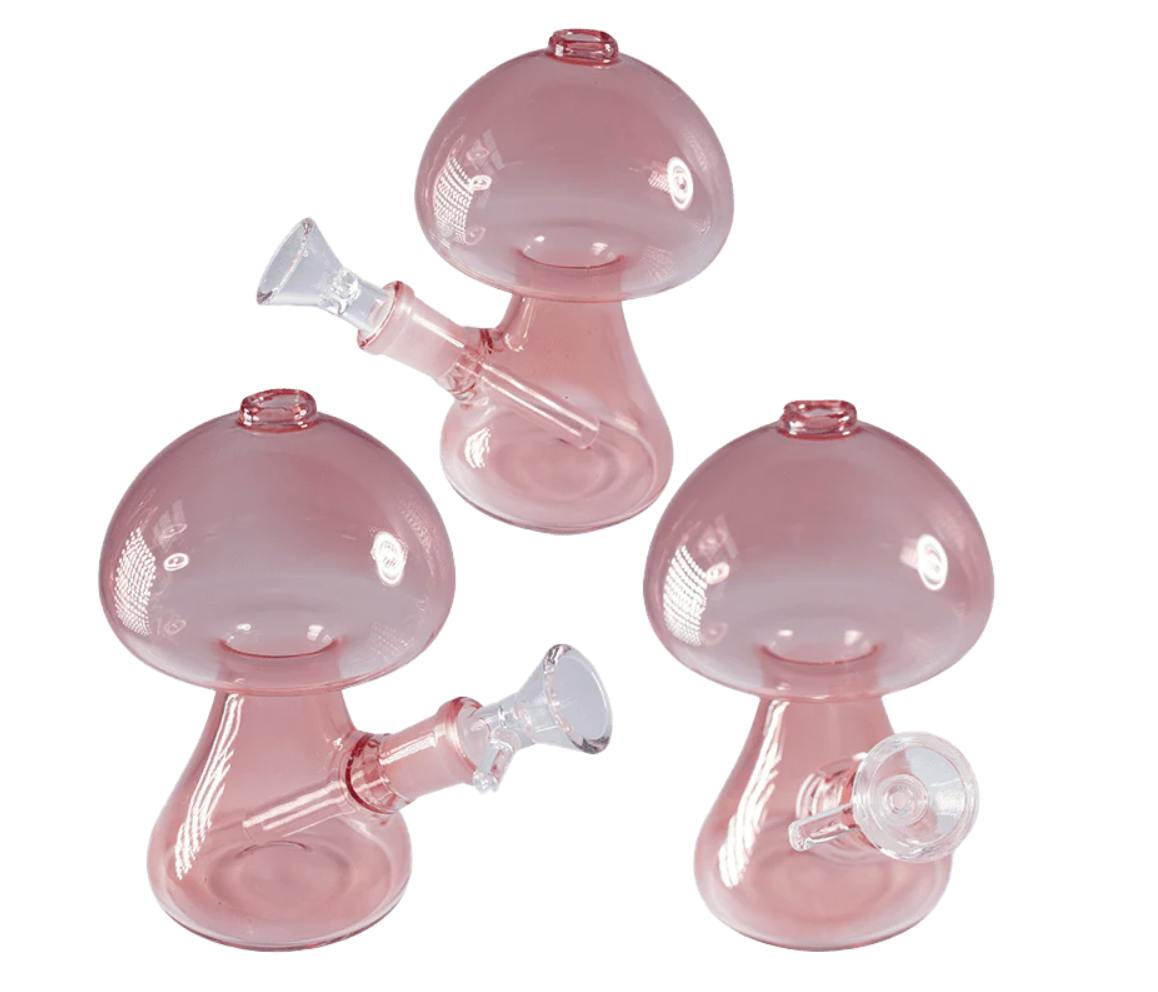 Mushroom Design Water Pipe - 5" - Pink