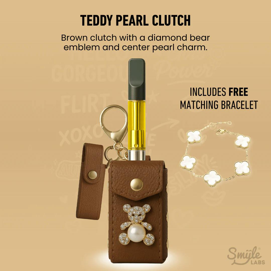 Smyle Labs Purse Pursejamin Teddy Pearl Clutch 510 Cart Battery