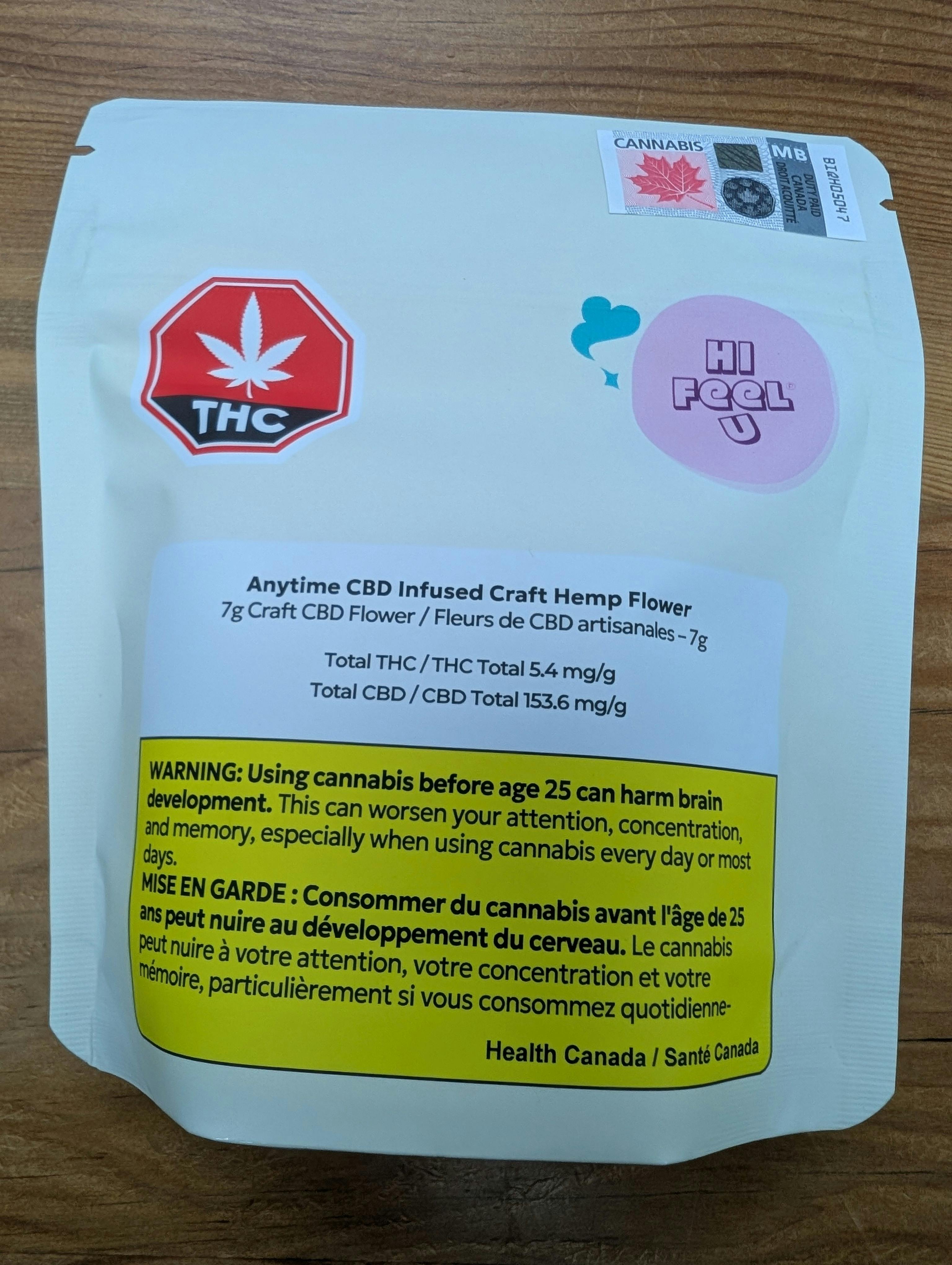 HIFEELU Anytime CBD Infused Craft Hemp Flower 7g