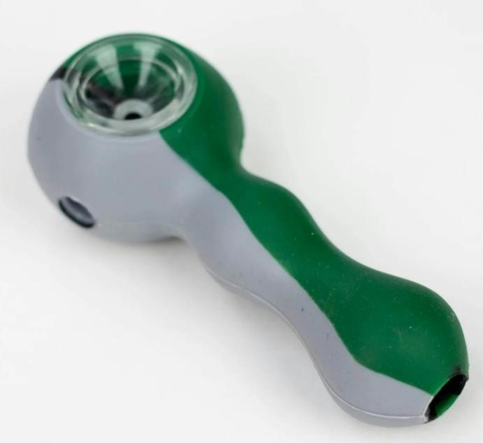 4" Silicone Hand Pipe Green/Black/Grey