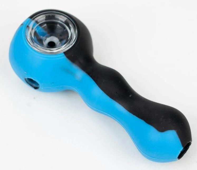 4" Silicone Hand Pipe Blue/Black