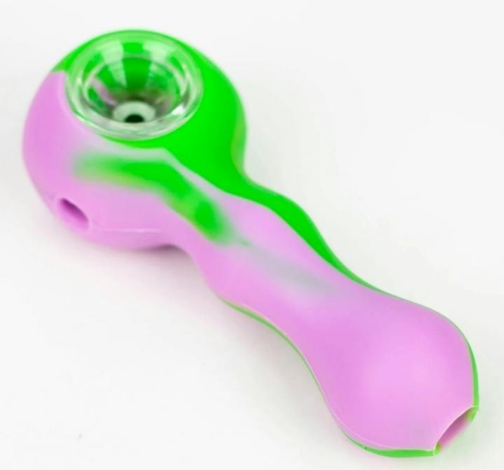 4" Silicone Hand Pipe Green/Pink