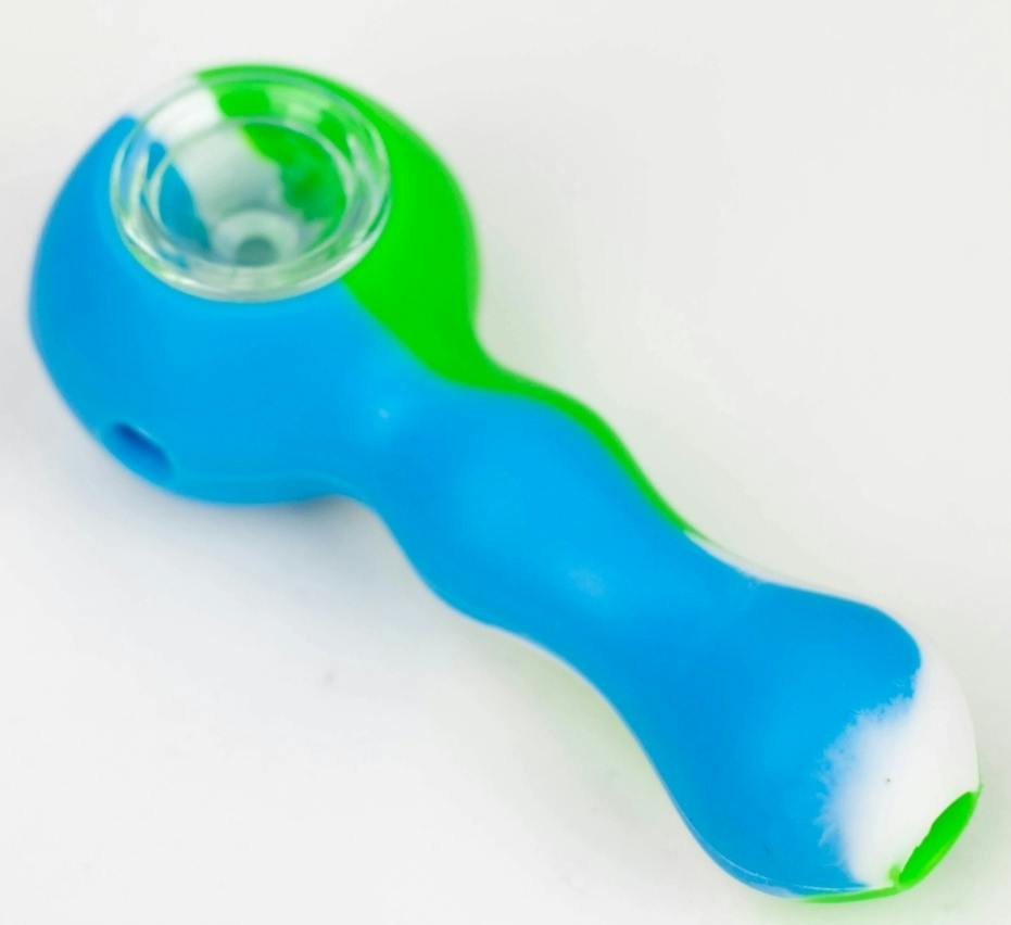 4" Silicone Hand Pipe Green/Blue