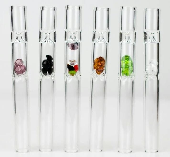 One-Hitter Glass Pipe with Crystal