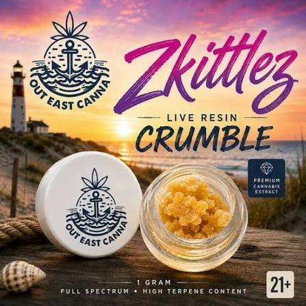 Out East Canna - Zkittlez - Live Resin Crumble - 1g Jar at Thrive Syracuse Cannabis Dispensary