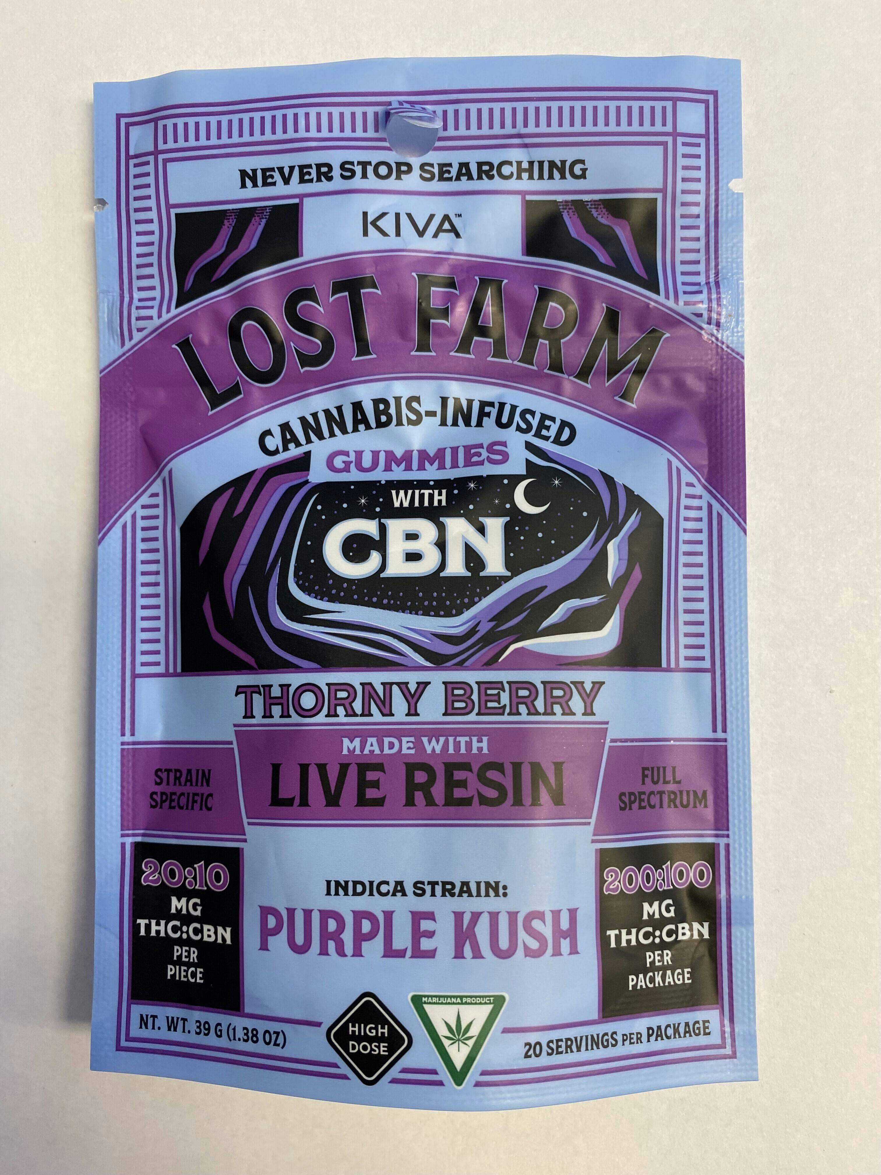 Lost Farm - Thorny Berry 2:1 THC:CBN - 200mg Live Resin Gummies (10x20mg)