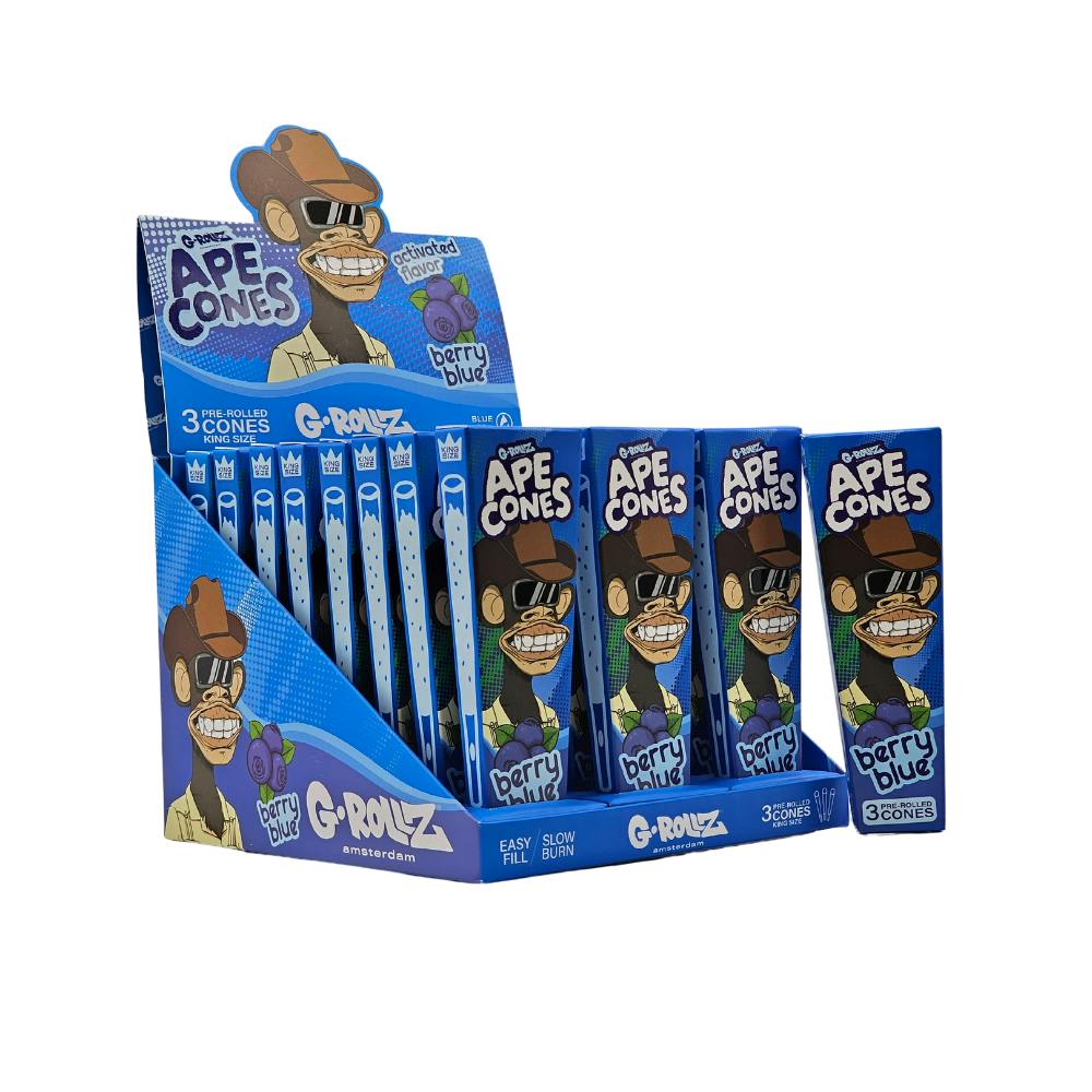 Hemp Cones - King Size - 3pk - Ape Cones 'Berry Blue'