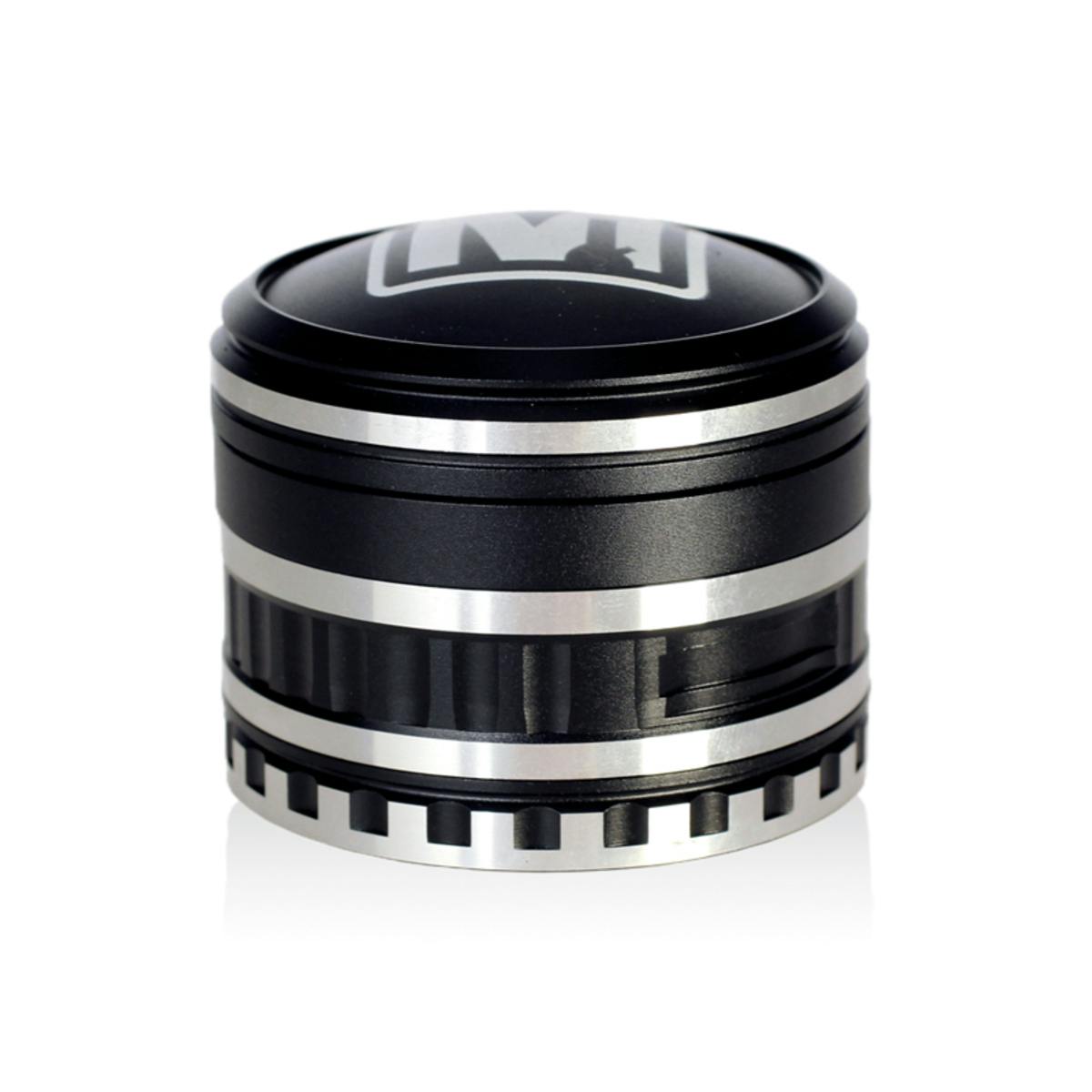 Lotus Engraved Aluminum Grinder - 4pc - Black