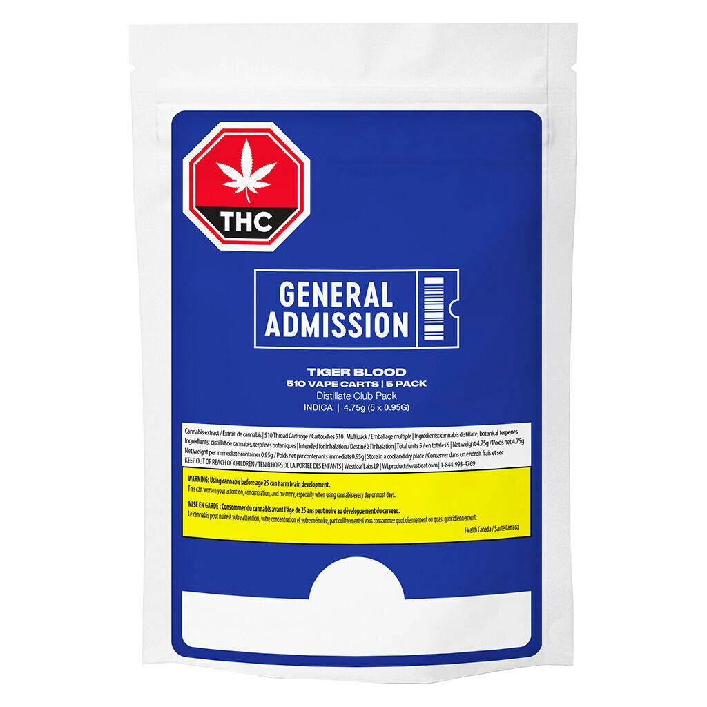 Tiger Blood Club Pack 510 Vape Carts - 4.75g