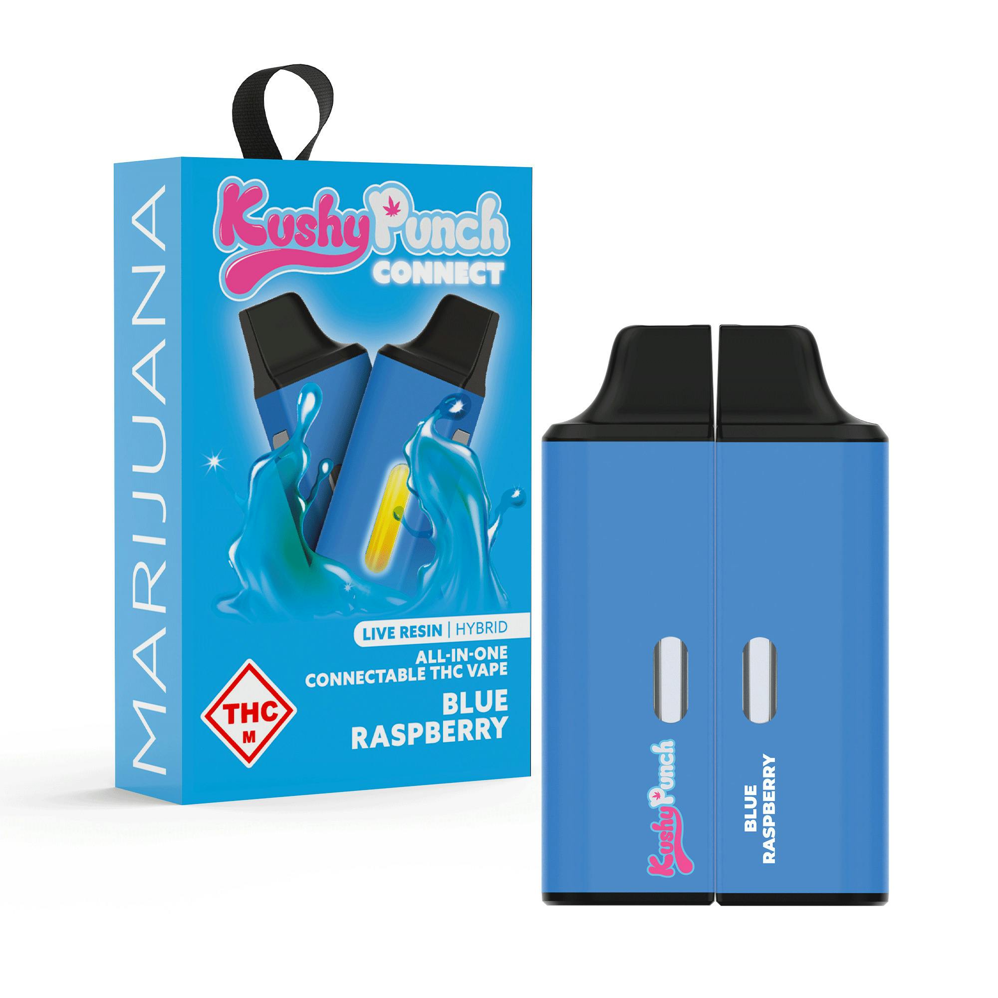 Kushy Punch: Live Resin Vape | Blue Raspberry | Connect | All-In-One | 0.5g ea | 2pk