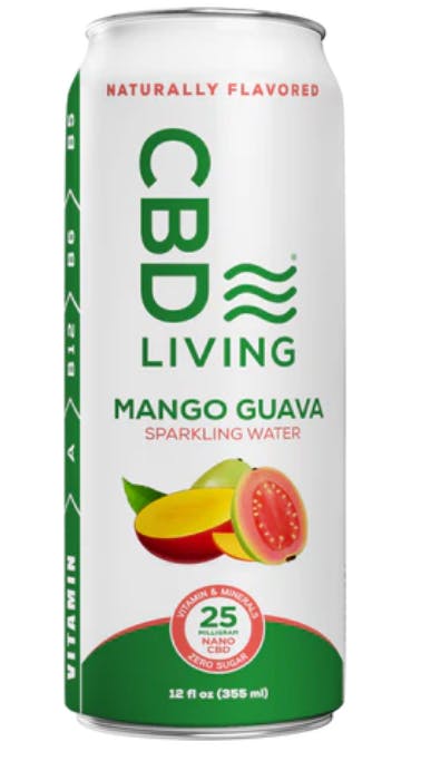 CBD Living - Mango Guava Sparkling Water - 12oz - 25mg