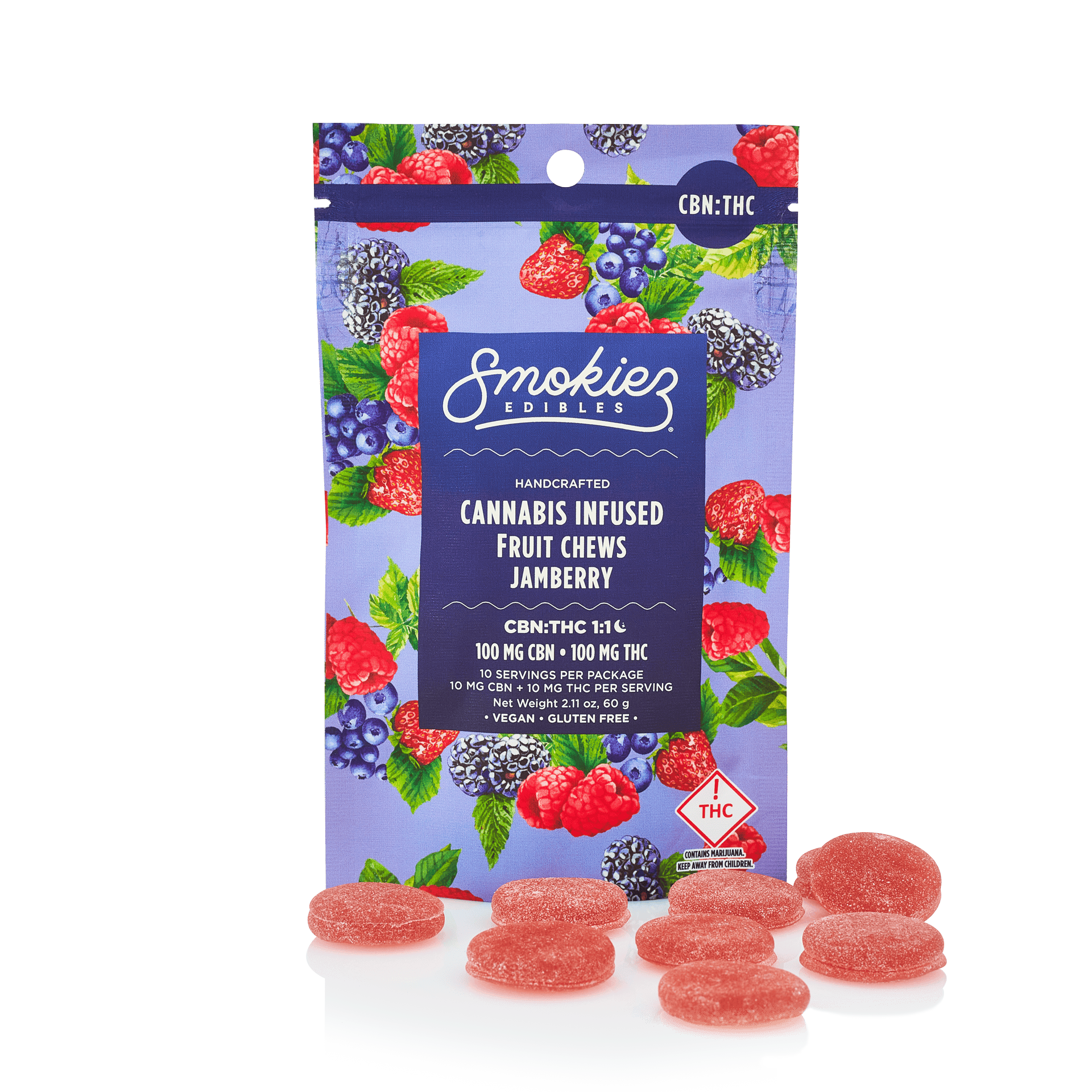 Smokiez Sweet Jamberry 100mg THC:CBN 1:1 Fruit Chew