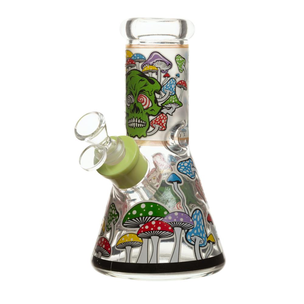 Mushroom Glass Bong & Gift Box - 8" - Design B