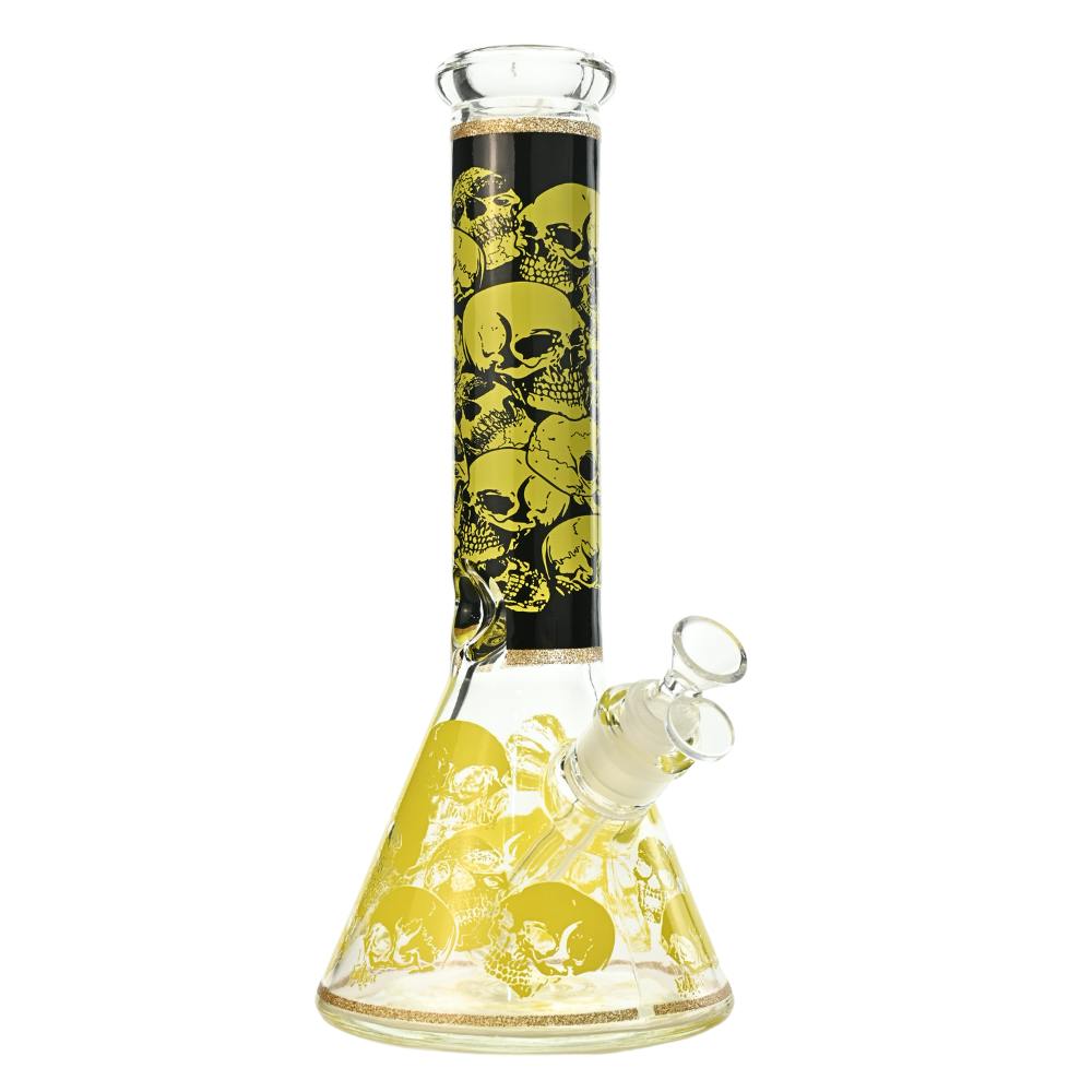 Crimson Skullstorm Glass Bong w/ Gift Box - 12" - Design B
