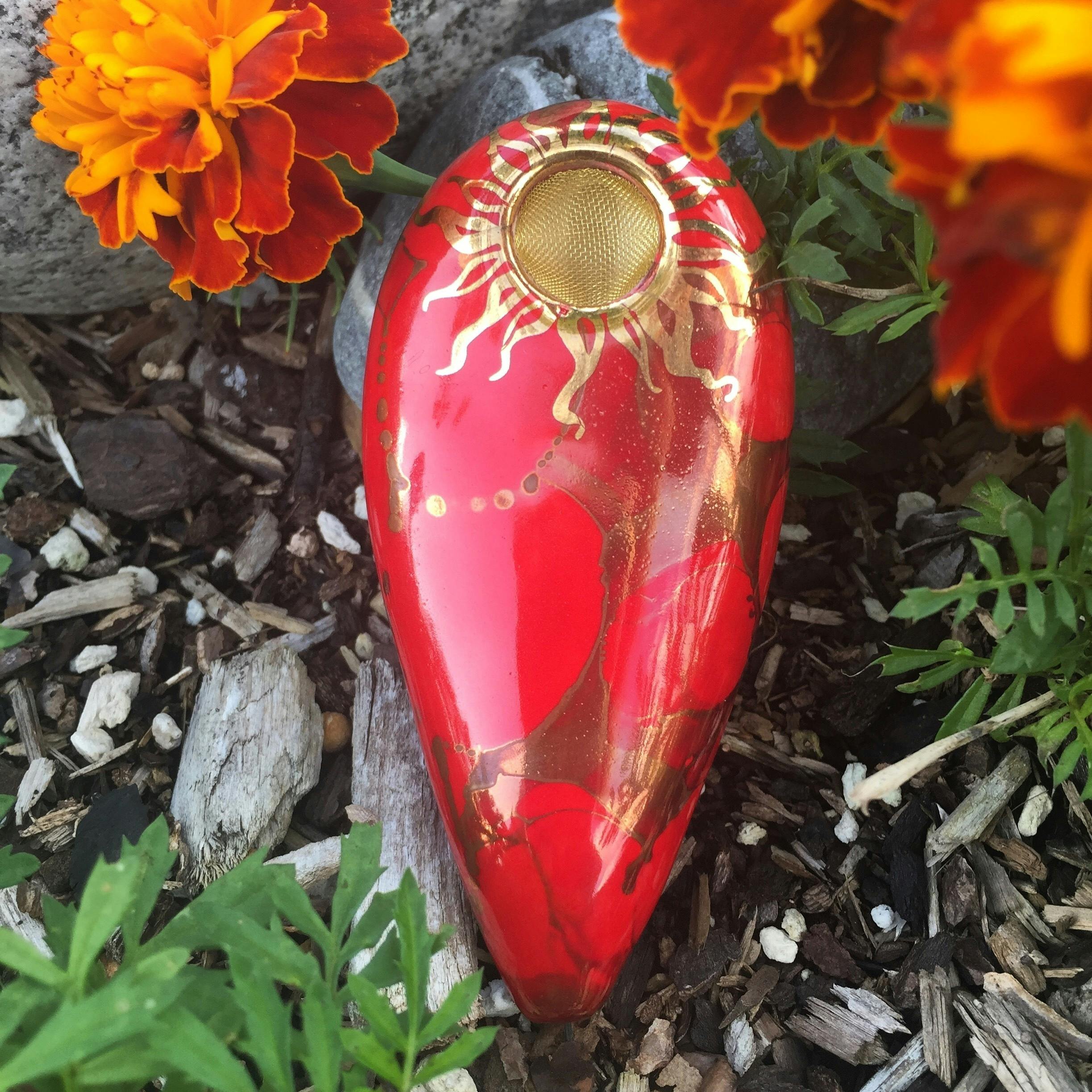 Oval Hand Pipe Cherry Red - One Size