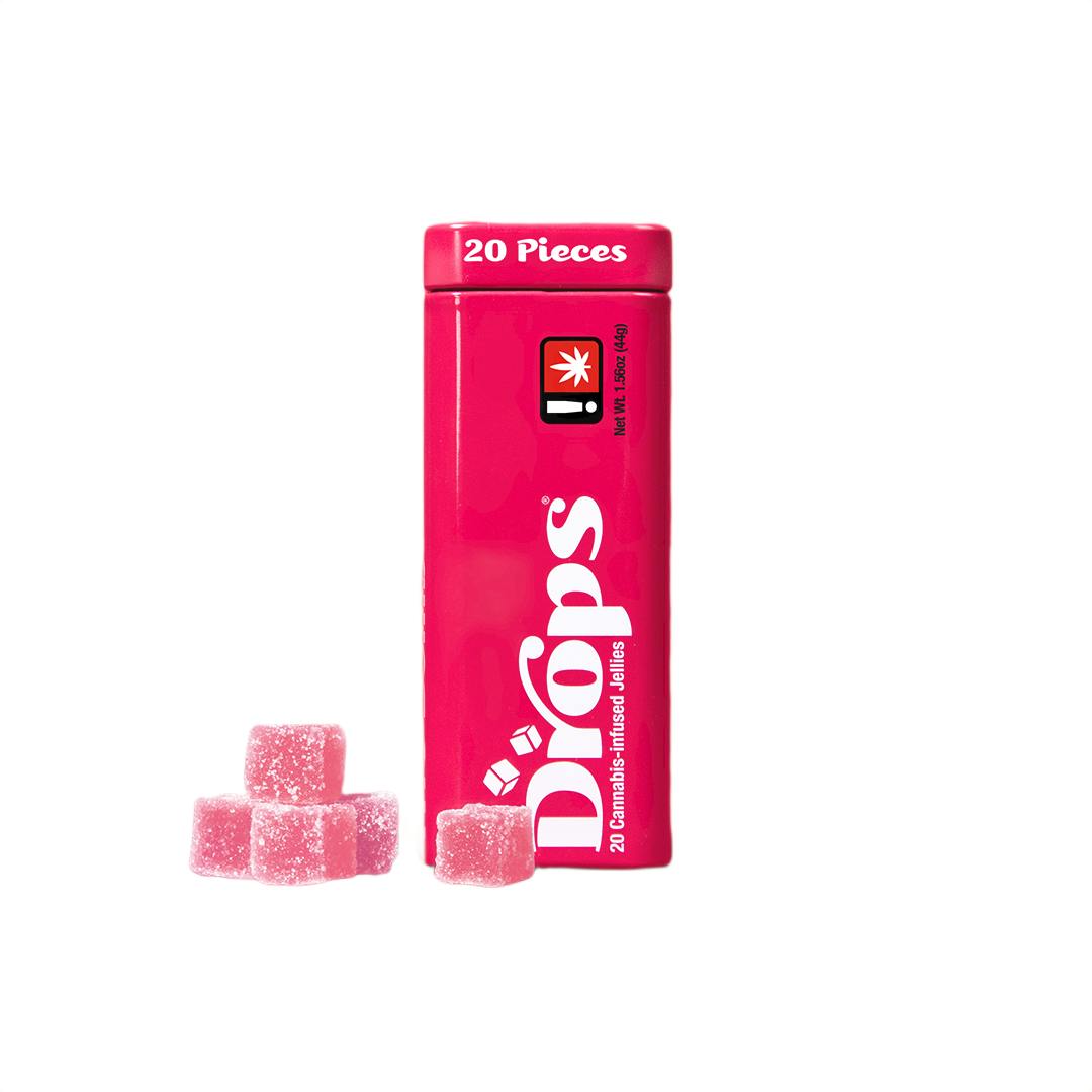 Raspberry "Drops" Jellies: 20pc 150mg 2:1 (THC:CBD) (Live Hash Rosin) - Drops