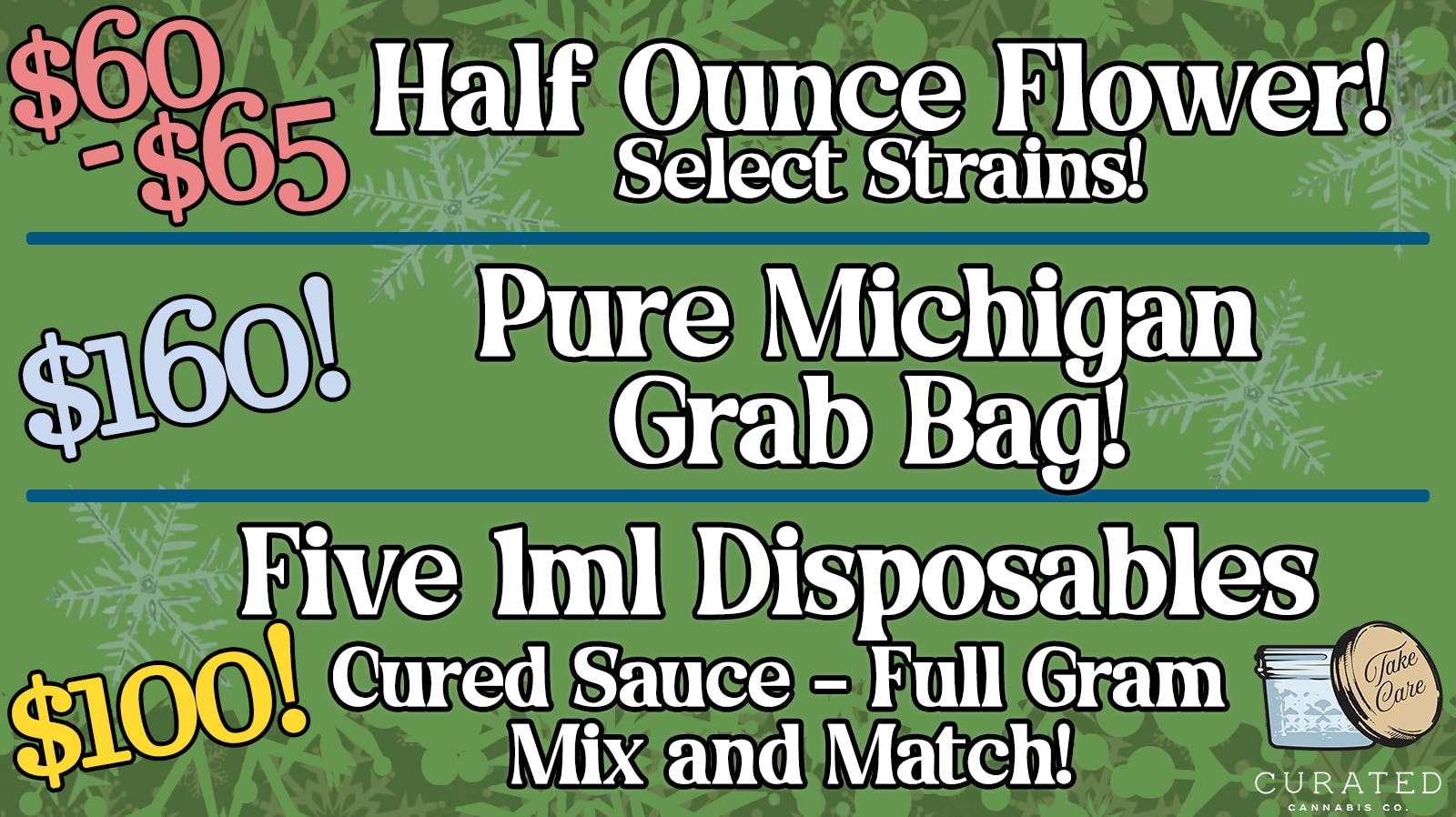 60 1/2oz, 5 for 100 Disposables at Curated Cannabis Co. Weedmaps