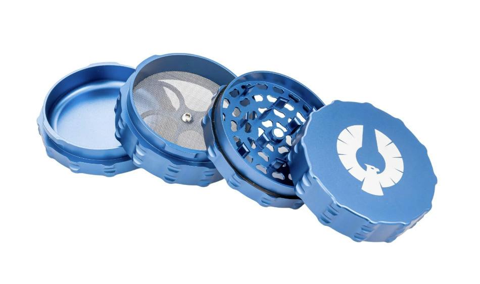 Phoenician - 4 Piece Large Flat Top Metal Grinder - Blue
