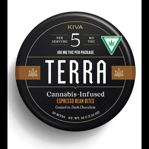 Dark Chocolate Covered Espresso 100mg Terra Bites by Kiva