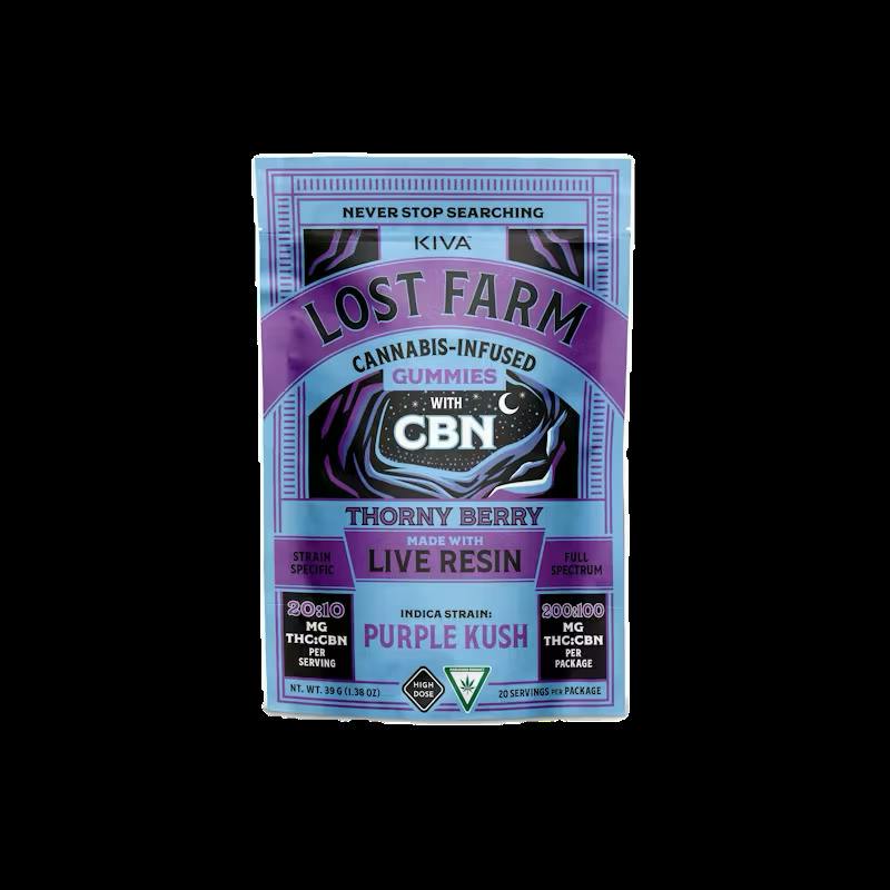 2:1 Thorny Berry x Purple Kush 200mgTHC:100mgCBN Gummies by Kiva Lost Farms