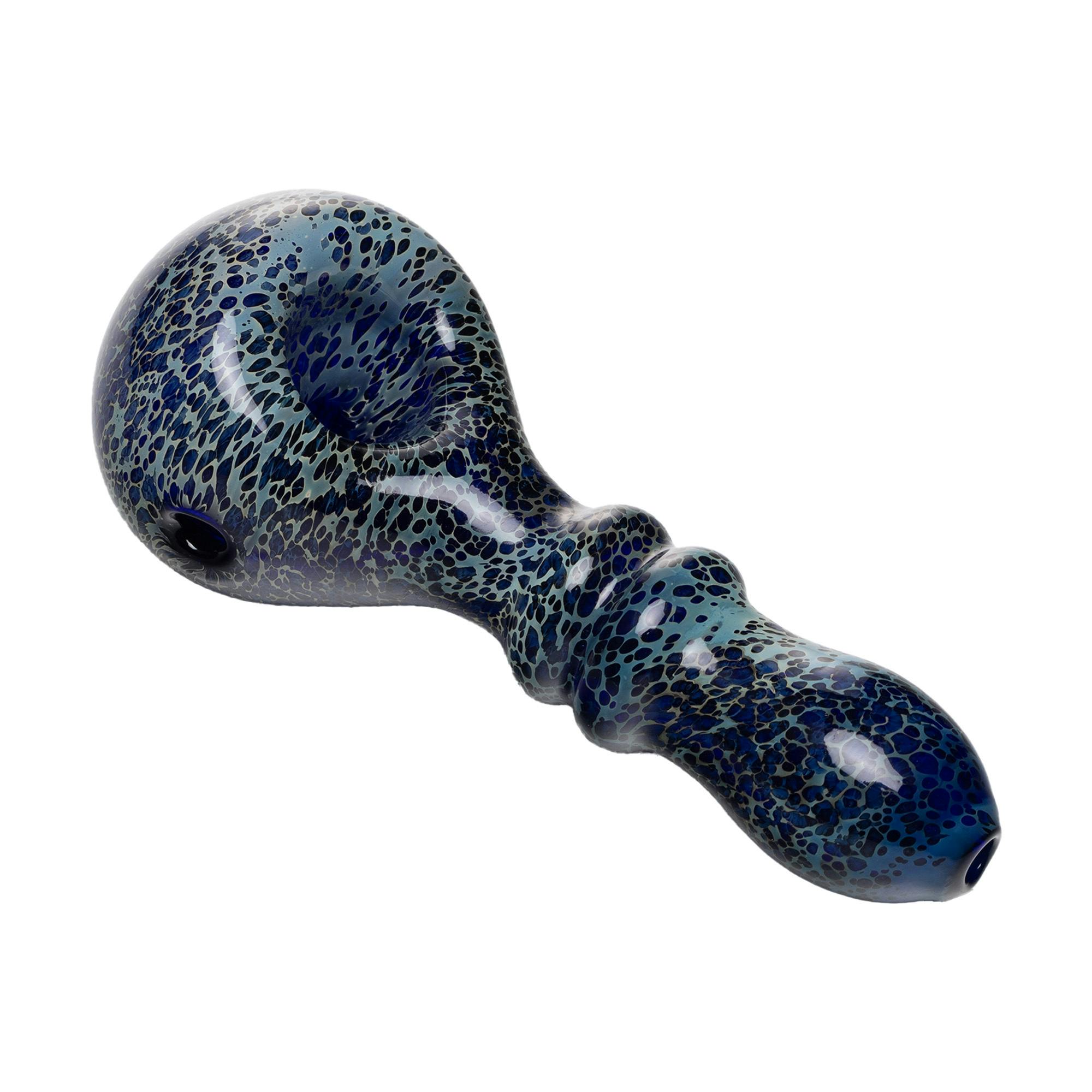 Human Grade - Double Ring Spoon Hand Pipe - Leopard Blue