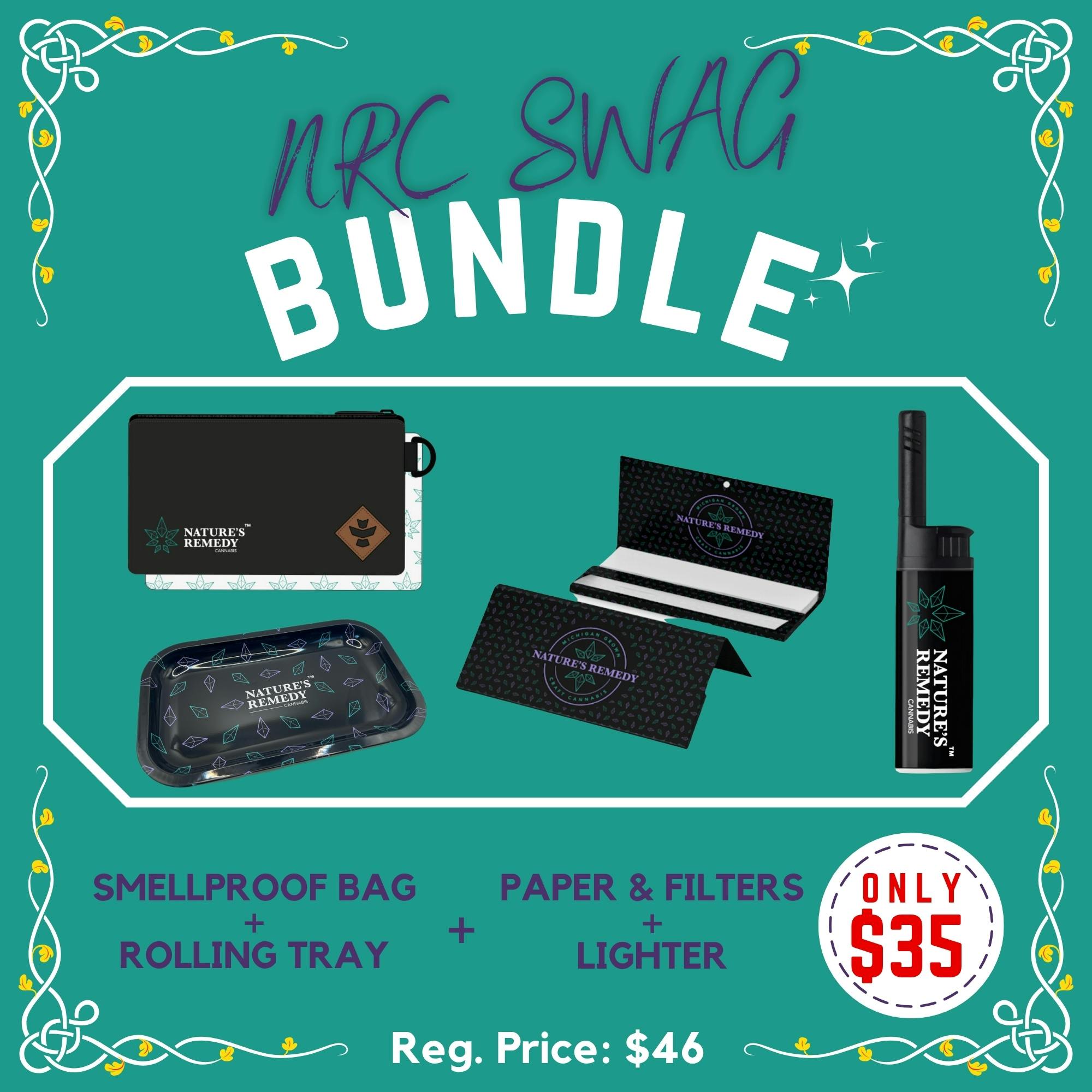 $35 NRC Smellproof Bag + Rolling Tray + Paper / Filters + NRC Lighter Bundle