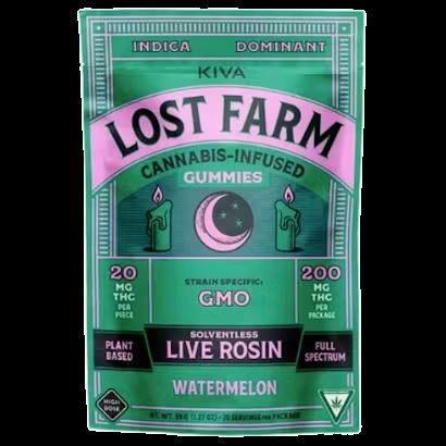 Watermelon x Garlic Mints 200mg Live Rosin Gummies by Kiva Lost Farms
