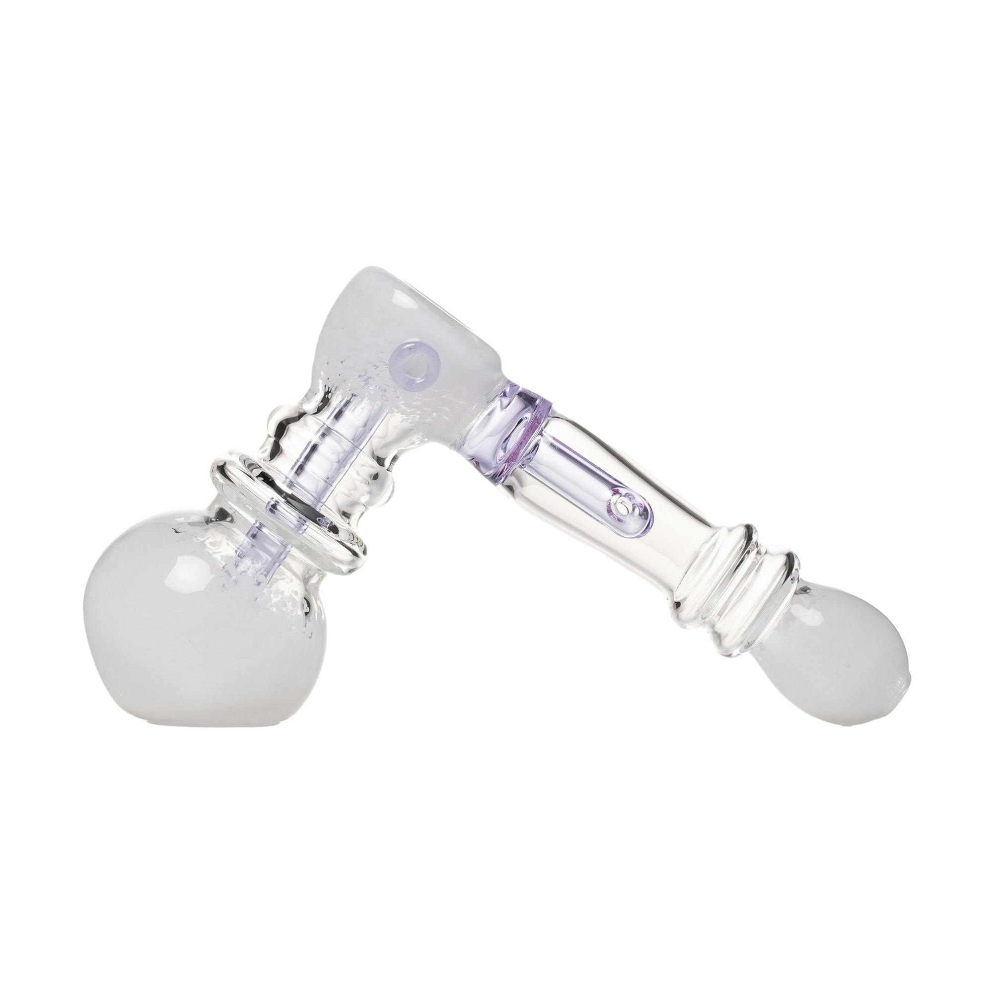 Human Grade - Frit Hammer Bubbler - White w/ Lavender Tube