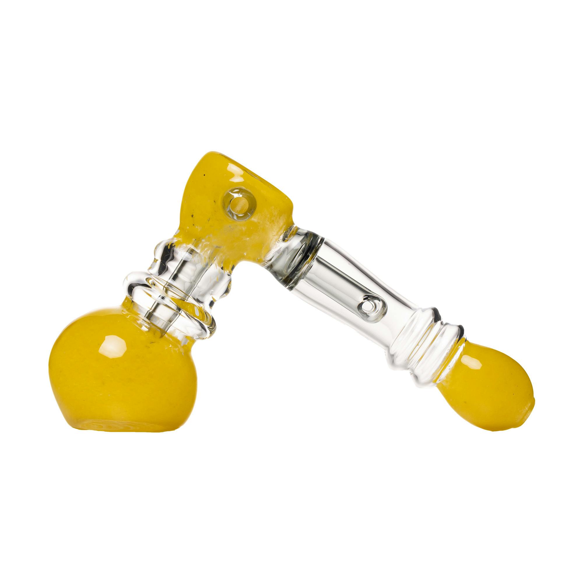 Human Grade - Frit Hammer Bubbler - Yellow w/ Smoked Tube