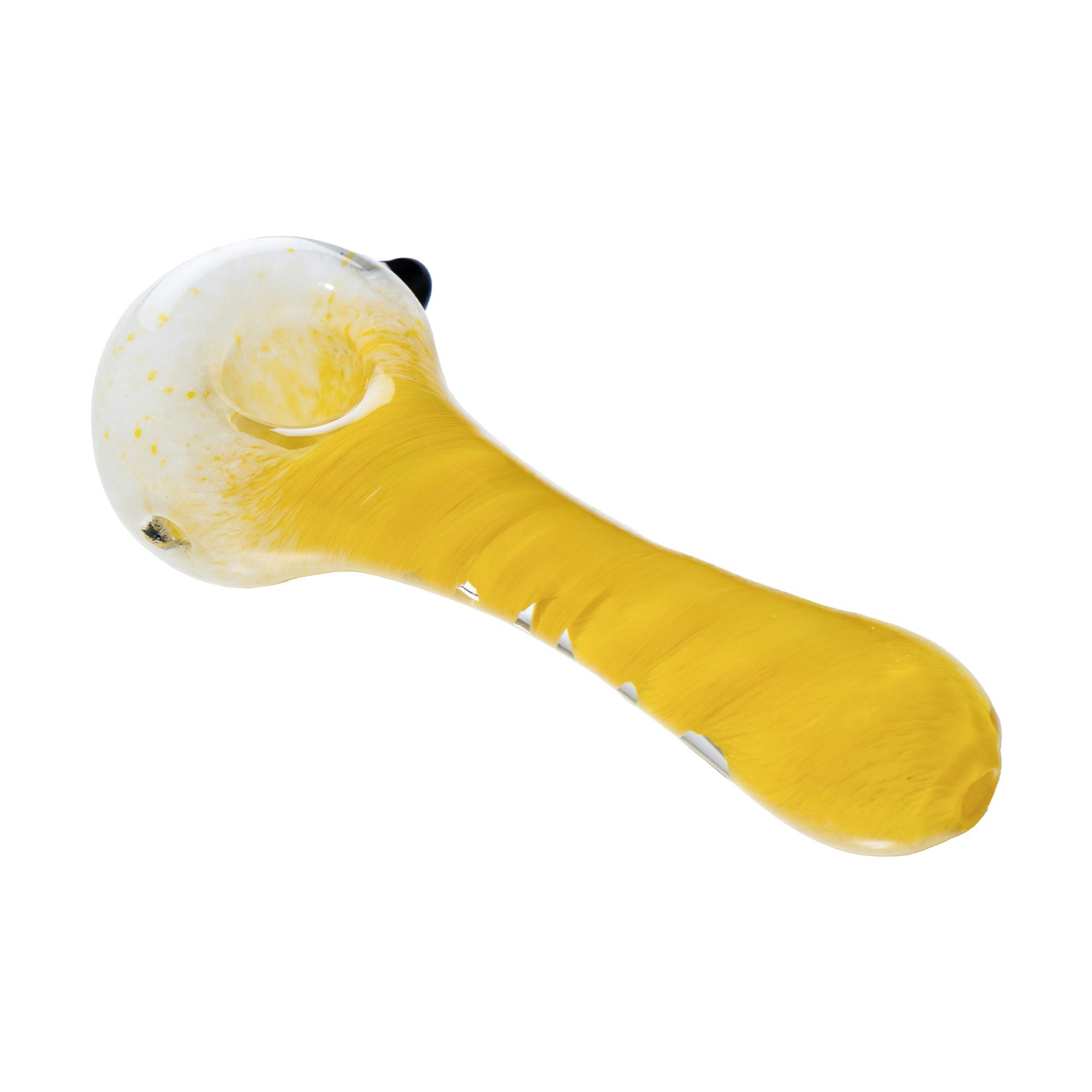 Human Grade - IO Twist Hand Pipe Bow - White Frit w/ Yellow
